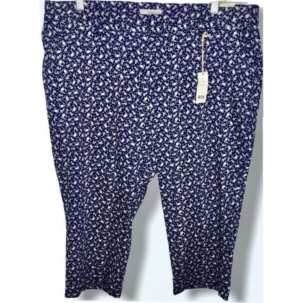 NWT Dockers Women’s Capri Pants 16P Navy Blue Whit
